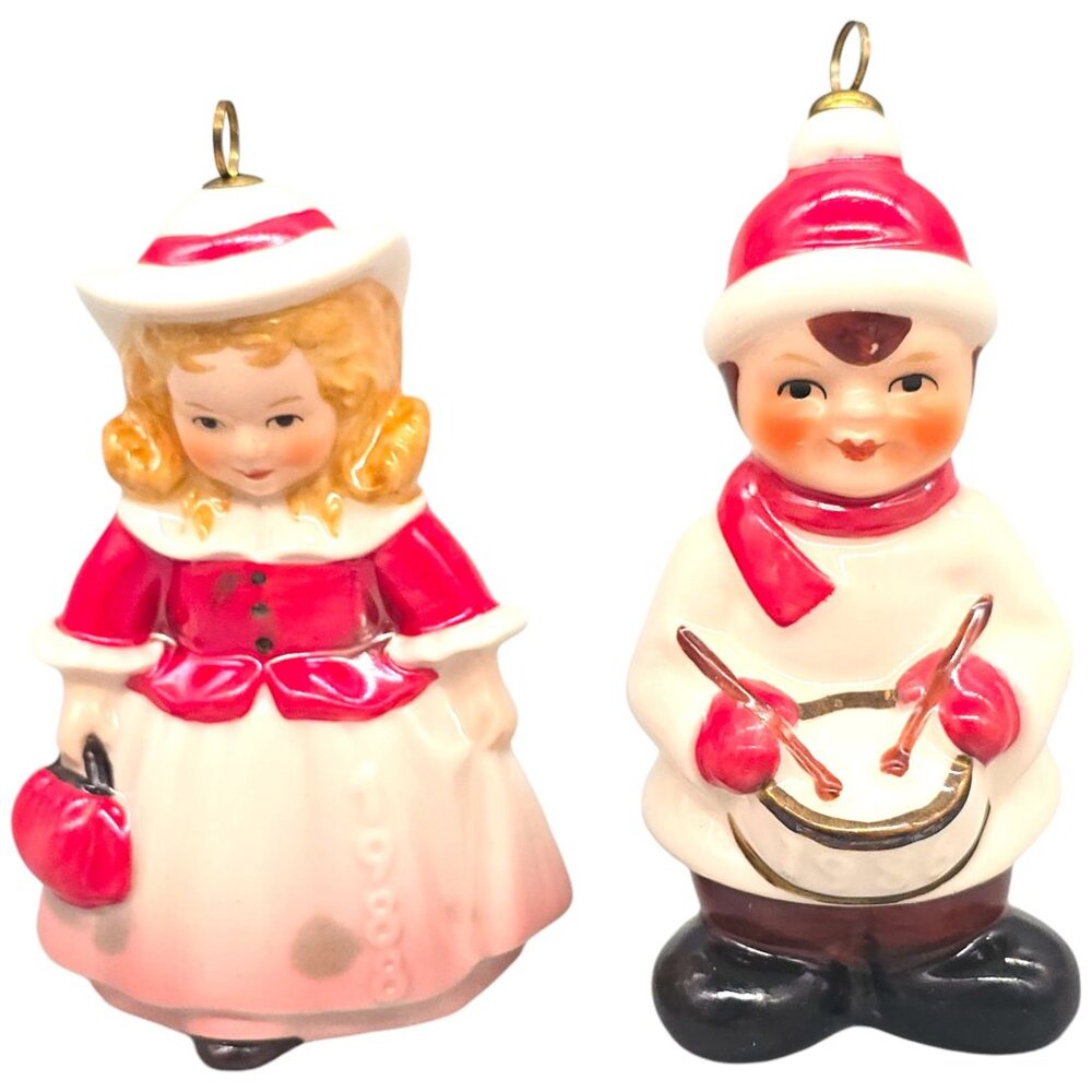 Vintage Goebel Annual Ornament Set 1986 & 1988 Porcelain Doll & Drummer Boy